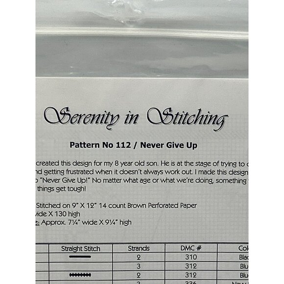 Cross Stitch Pattern Needlepoint Never Give Up Affirmations Serenity Stitching - Picture 4 of 4